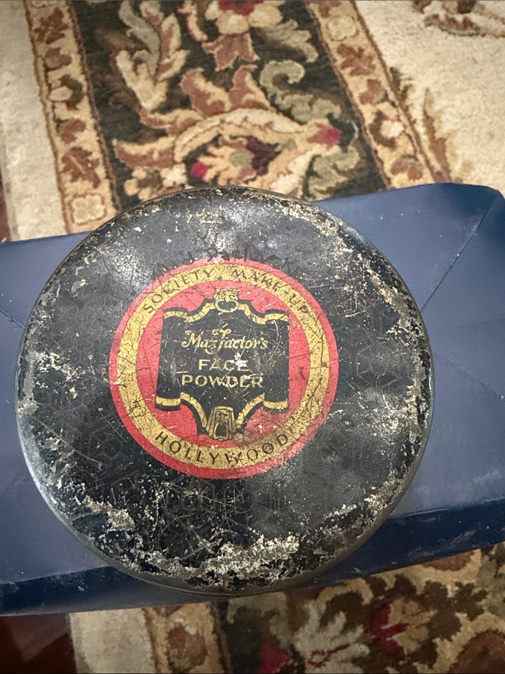 Max Factor Hollywood Black and Red Face Powder Tin
